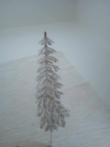 Strom zápich 20cm bílá stříbrný flitr