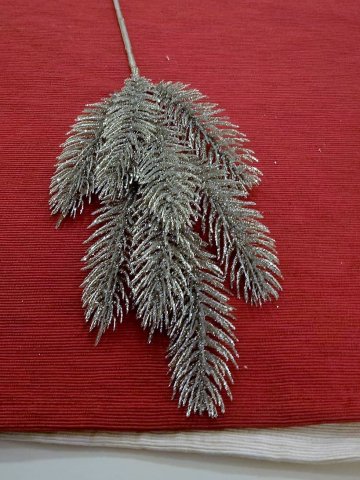 Vánoční stříbrná větev 48 cm
